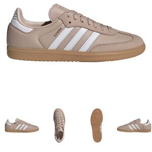 Adidas Women's Samba OG Shoes - Tan and White